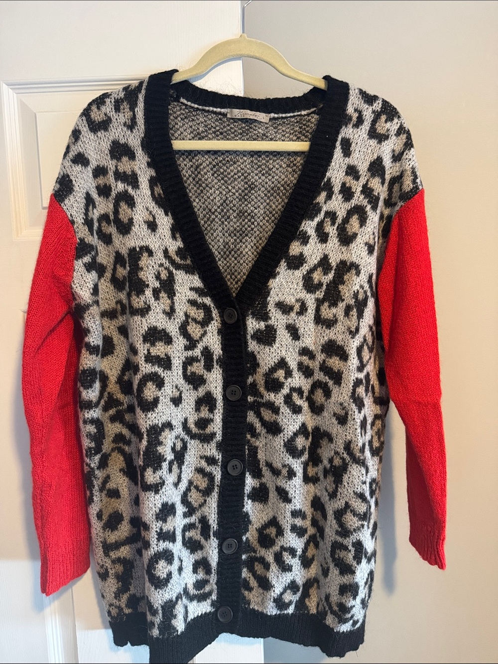 Anthropologie Nicholai Mohair Leopar Print Button-Front Cardigan L